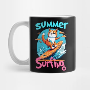 Cat Surfing Funny Mug